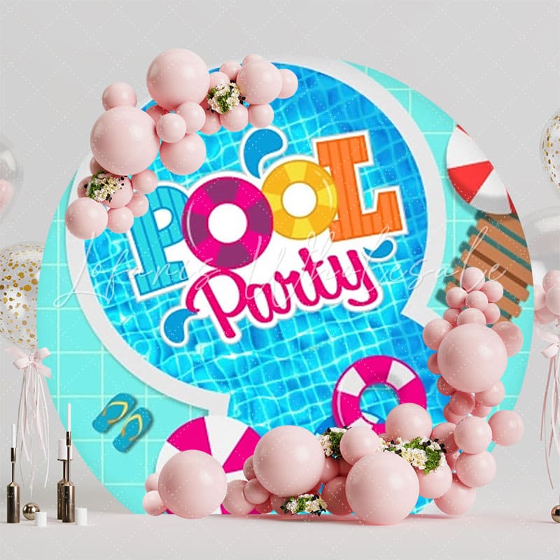 Vibrant Pool Party Round Backdrop For Summer Splash Celebration