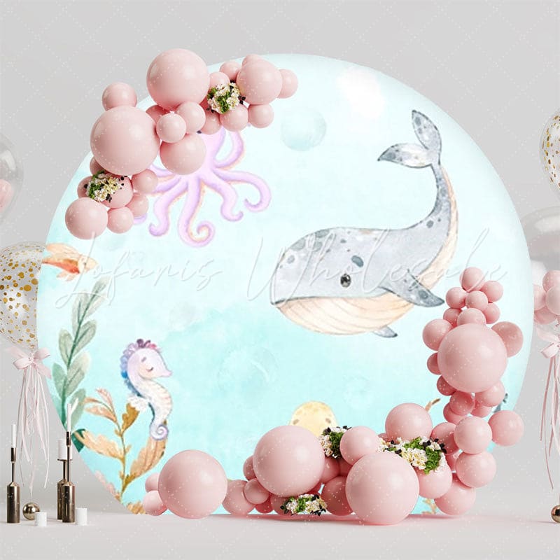 Vibrant Seabed Round Backdrop For Ocean Adventure Party Theme