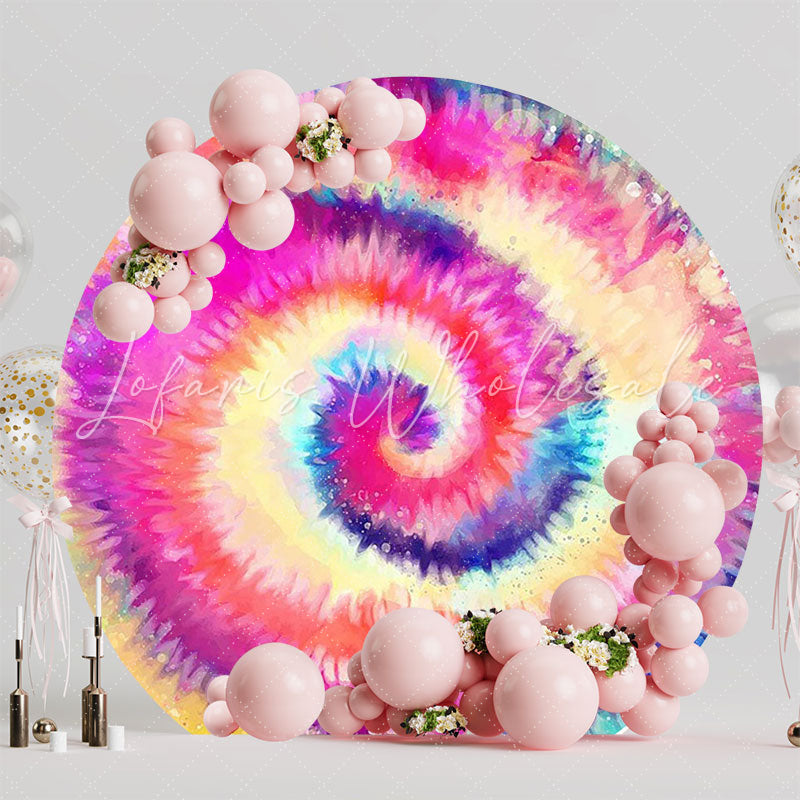 Vibrant Tie Dye Rainbow Round Backdrop for Fun Event
