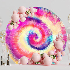 Vibrant Tie Dye Rainbow Round Backdrop for Fun Event