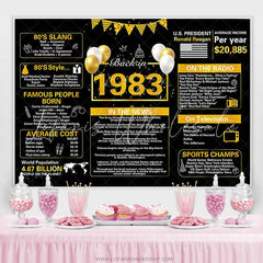 Lofaris Vintage Black Gold Ballon 40th Birthday Backdrop