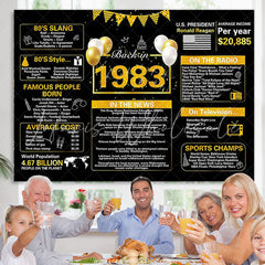Lofaris Vintage Black Gold Ballon 40th Birthday Backdrop