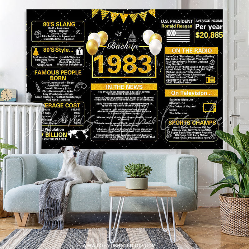 Lofaris Vintage Black Gold Ballon 40th Birthday Backdrop