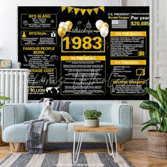Lofaris Vintage Black Gold Ballon 40th Birthday Backdrop