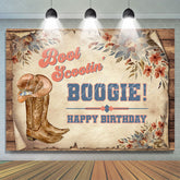 Lofaris Vintage Boogie Cowboy Boots Happy Birthday Backdrop