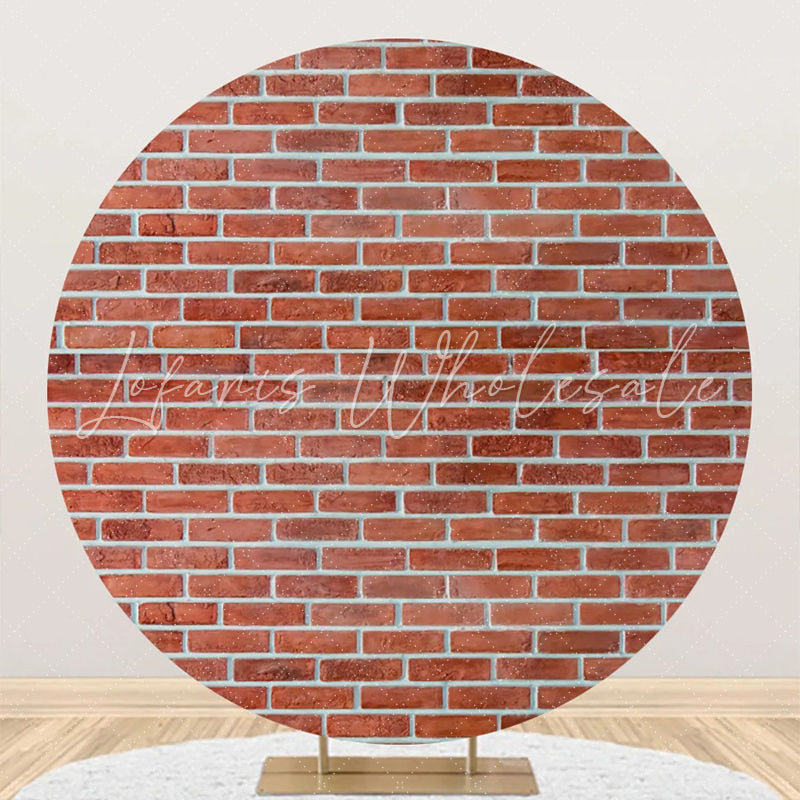 Lofaris Vintage Brown Brick Wall Round Birthday Backdrop