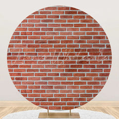 Lofaris Vintage Brown Brick Wall Round Birthday Backdrop