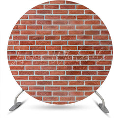 Lofaris Vintage Brown Brick Wall Round Birthday Backdrop