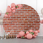 Lofaris Vintage Brown Brick Wall Round Birthday Backdrop
