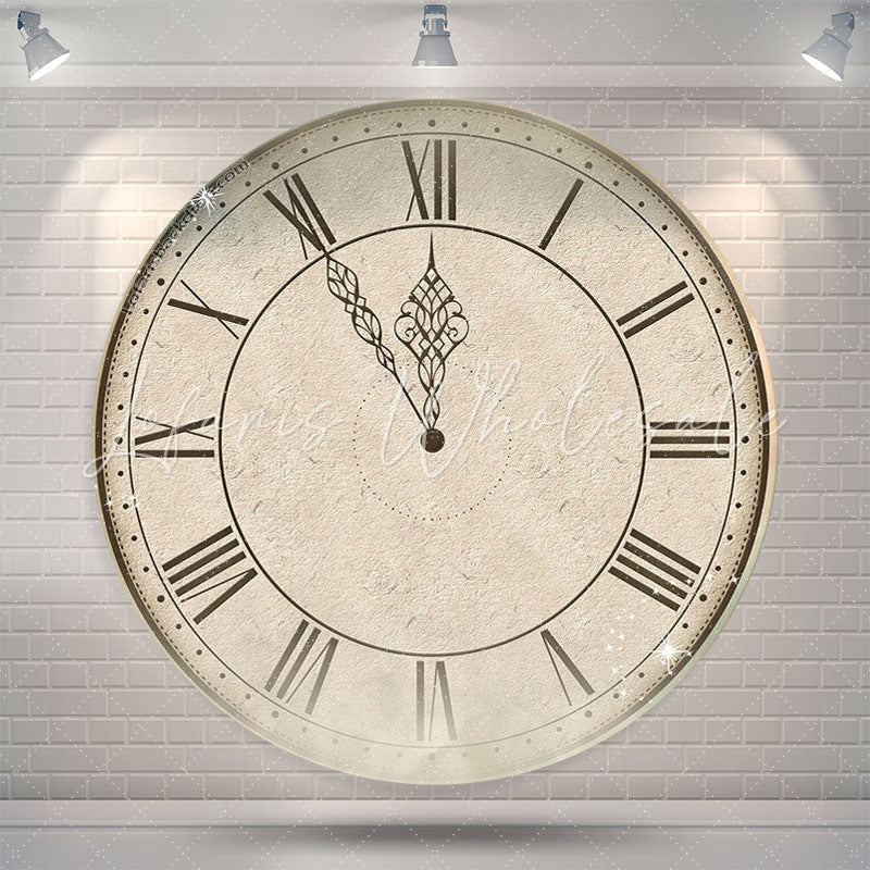 Lofaris Vintage Clock Happy New Years Round Backdrop Cover