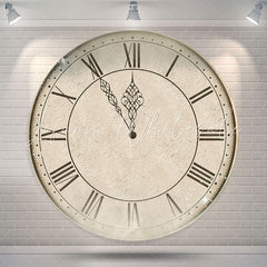 Lofaris Vintage Clock Happy New Years Round Backdrop Cover