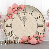 Lofaris Vintage Clock Happy New Years Round Backdrop Cover