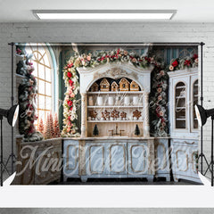 Lofaris Vintage Cupboard Floral Plant Christmas Backdrop