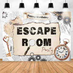 Lofaris Vintage Escape Room Party Happy Birthday Backdrop