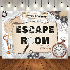 Lofaris Vintage Escape Room Party Happy Birthday Backdrop