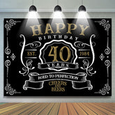 Lofaris Vintage Gold Black Perfection 40th Birthday Backdrop