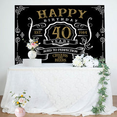 Lofaris Vintage Gold Black Perfection 40th Birthday Backdrop
