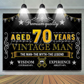 Lofaris Vintage Man Aged 70 Years Black Happy Birthday Backdrop