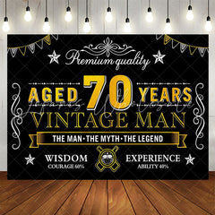 Lofaris Vintage Man Aged 70 Years Black Happy Birthday Backdrop