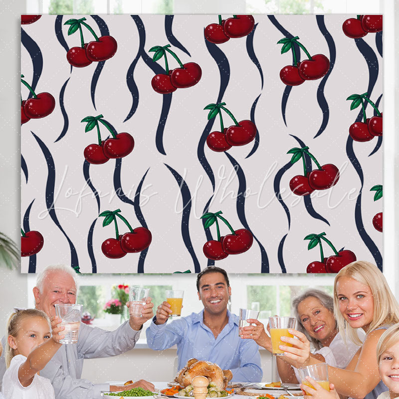Lofaris Vintage Tile Pattern Cherry Backdrop For Birthday Party