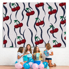 Lofaris Vintage Tile Pattern Cherry Backdrop For Birthday Party