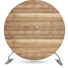 Lofaris Vintage Wooden Texture Wall Circle Birthday Backdrop