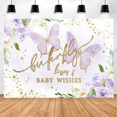 Lofaris Violet Butterfly kisses Wishes Baby Shower Backdrop