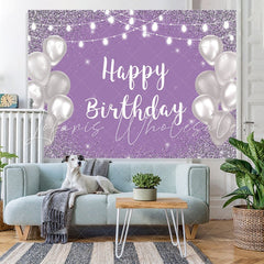 Lofaris Violet Purple Silver Happy Birthday Backdrop for Girl