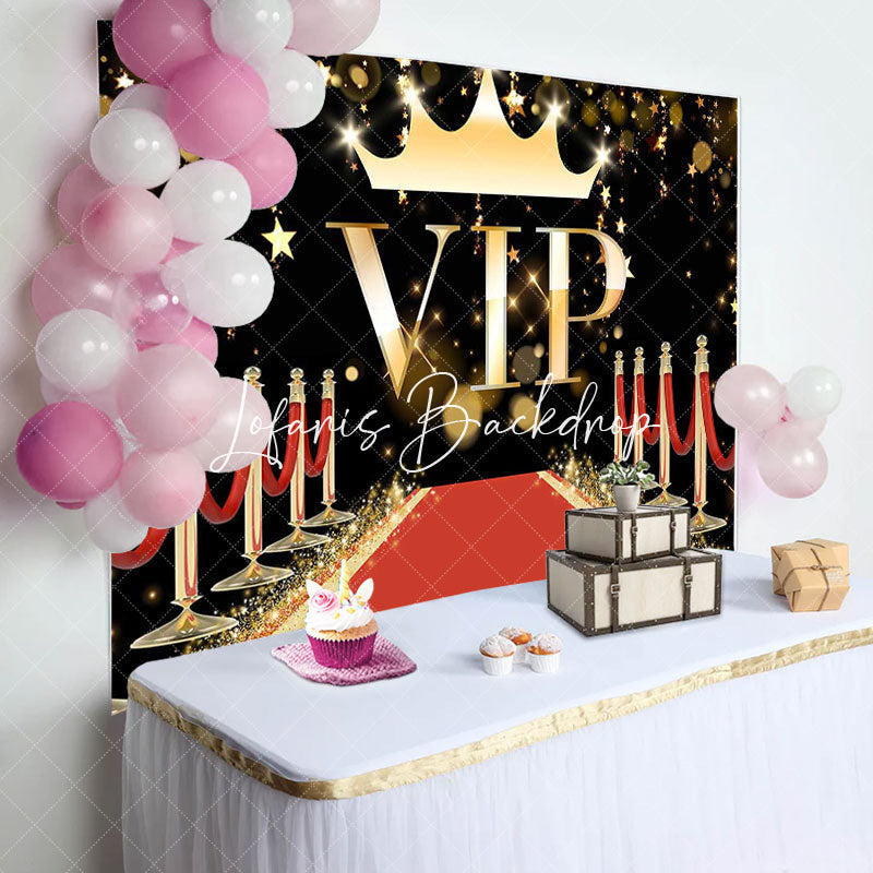 Lofaris Vip Red Carpet Gold Stars Happy Birthday Backdrop