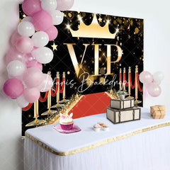 Lofaris Vip Red Carpet Gold Stars Happy Birthday Backdrop