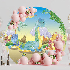 Volcano Dinosaurs Round Backdrop for Dino Theme Event