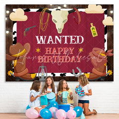 Lofaris Wanted Happy Birthday Cowboy Party Backdrop for Men