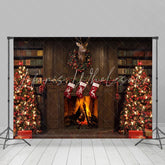 Lofaris Warm Christmas Wreath And Trees Happy Holiday Backdrop