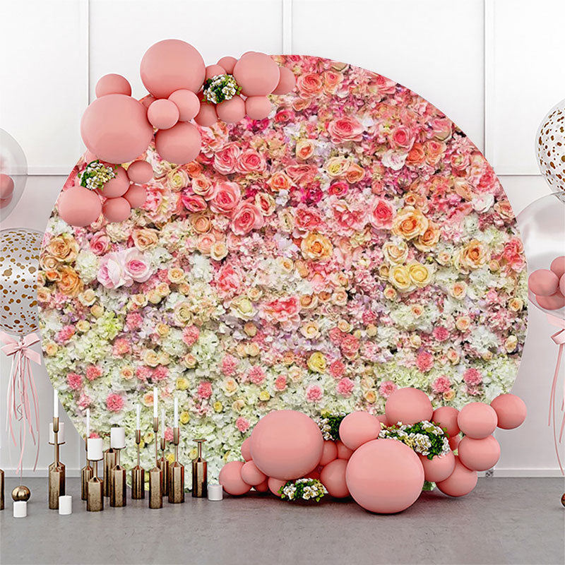 Lofaris Warm Colors Flowers Dense Circle Wedding Backdrop