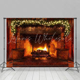 Lofaris Warm fireplace Christmas light backdrop for Photoshoot