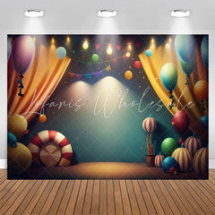 Lofaris Warm Light Balloons Curtain Flag Birthday Backdrop