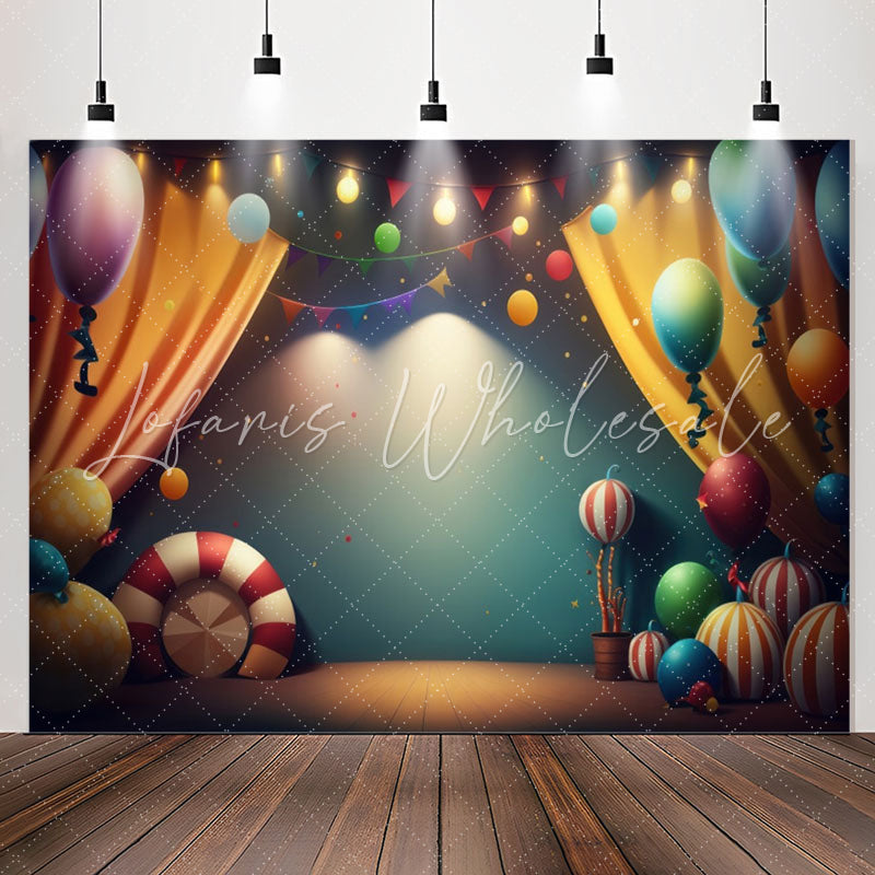 Lofaris Warm Light Balloons Curtain Flag Birthday Backdrop