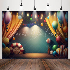 Lofaris Warm Light Balloons Curtain Flag Birthday Backdrop