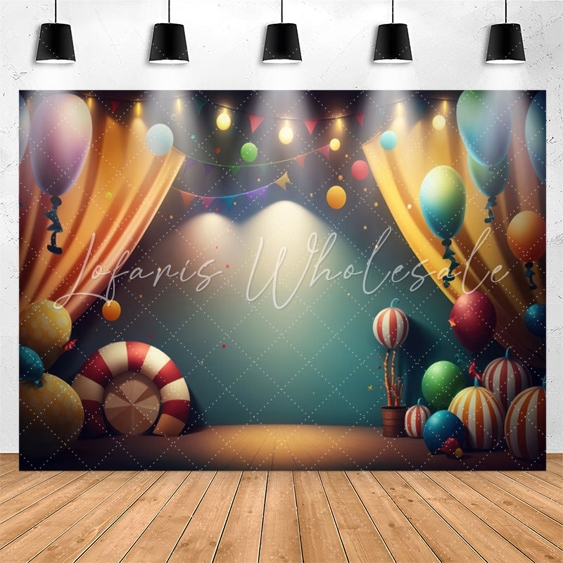 Lofaris Warm Light Balloons Curtain Flag Birthday Backdrop