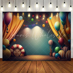 Lofaris Warm Light Balloons Curtain Flag Birthday Backdrop