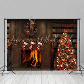 Lofaris Warmful Houses With Stocks And Christmas Tree Backdrop