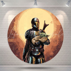 Lofaris Warrior And Baby Oil Painting Round Backdrop For Decor