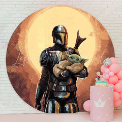 Lofaris Warrior And Baby Oil Painting Round Backdrop For Decor