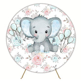Watercolor Baby Elephant Round Backdrop for Baby Event