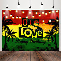 Lofaris Watercolor Beach Night One Love Happy Birthday Backdrop