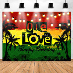 Lofaris Watercolor Beach Night One Love Happy Birthday Backdrop