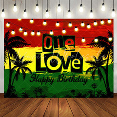Lofaris Watercolor Beach Night One Love Happy Birthday Backdrop