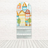 Watercolor Building Art Pastel Town Arch Backdrop For Creative Event