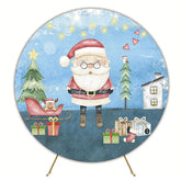 Watercolor Christmas Snow Round Backdrop for Winter Wonderland