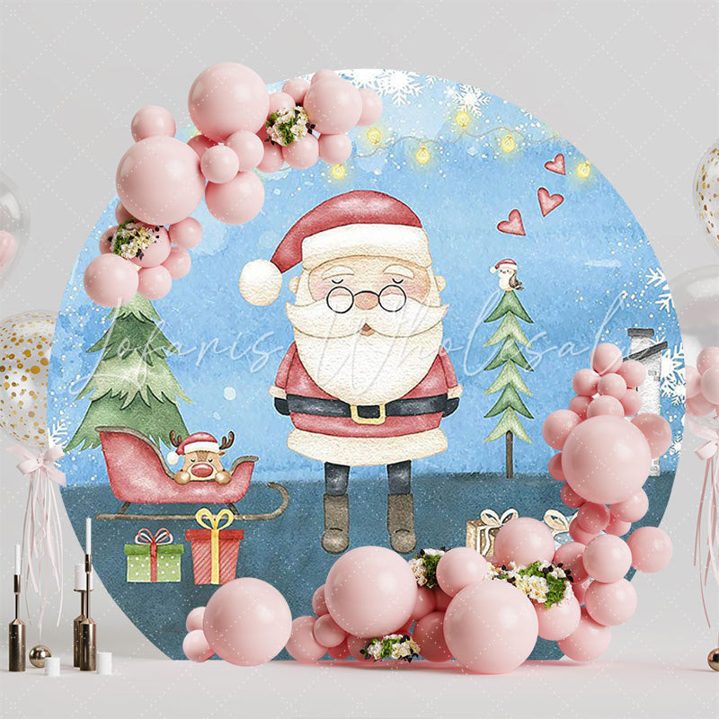 Watercolor Christmas Snow Round Backdrop for Winter Wonderland